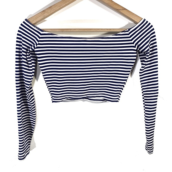 American Apparel Tops - American Apparel Off Shoulder Crop Top in Navy